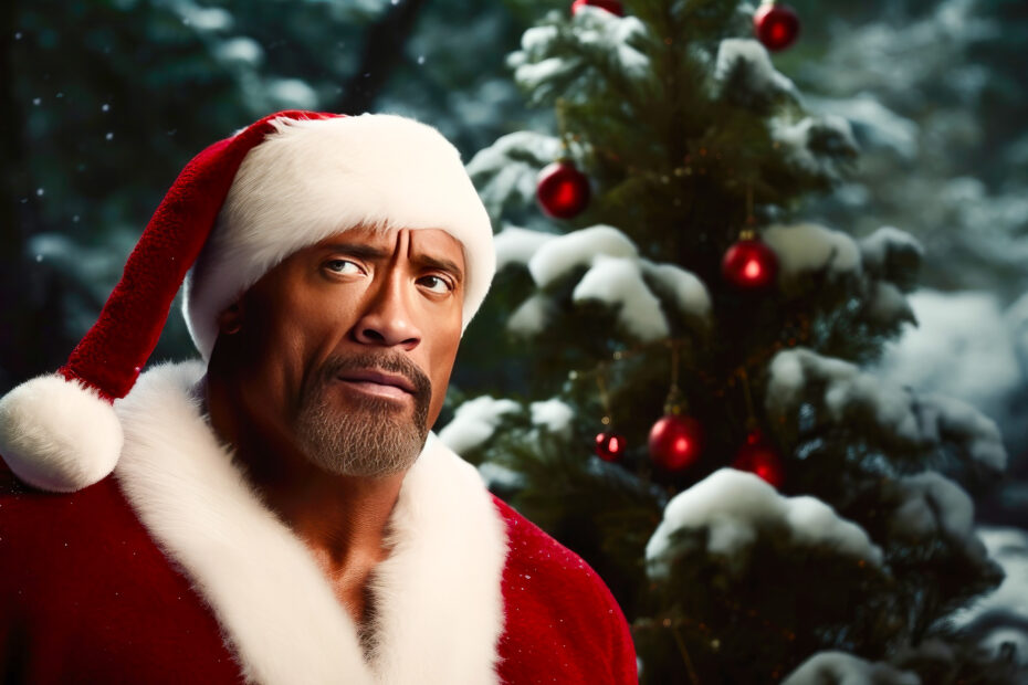 Dwayne "The Rock" Johnson als Weihnachtsmann (KI-generiert)