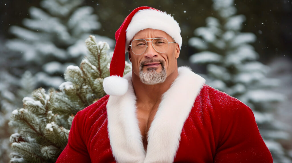 Dwayne "The Rock" Johnson als Weihnachtsmann (KI-generiert)
