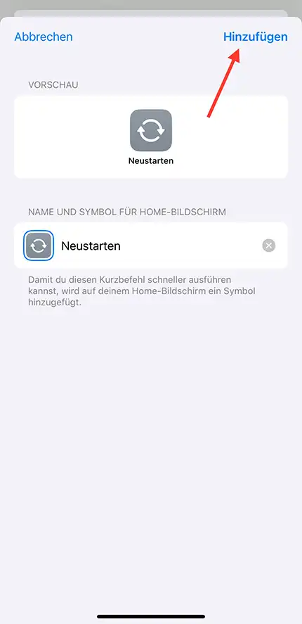 iPhone neu starten - Installation Kurzbefehl - Schritt 4